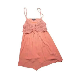 Absolute Angel NY Women's Pink Babydoll Dress Crochet Trim Size L